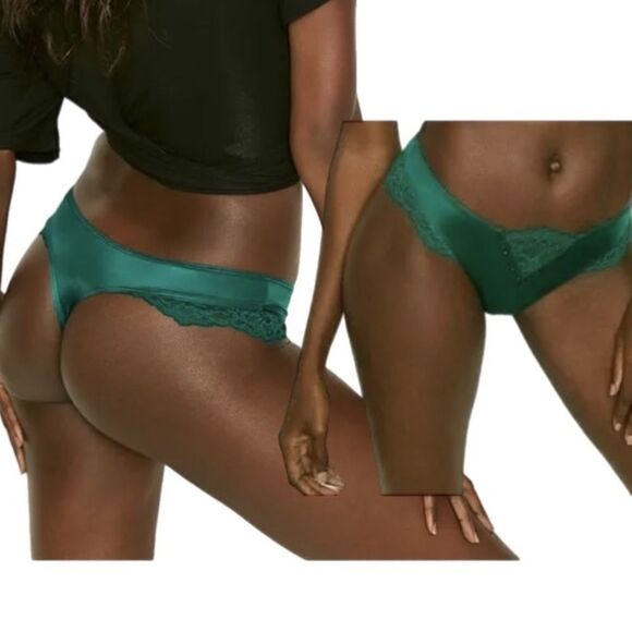 Victorias Secret Very Sexy Satin Micro Lace Crystals detail thong panty Cypress - Picture 9 of 9